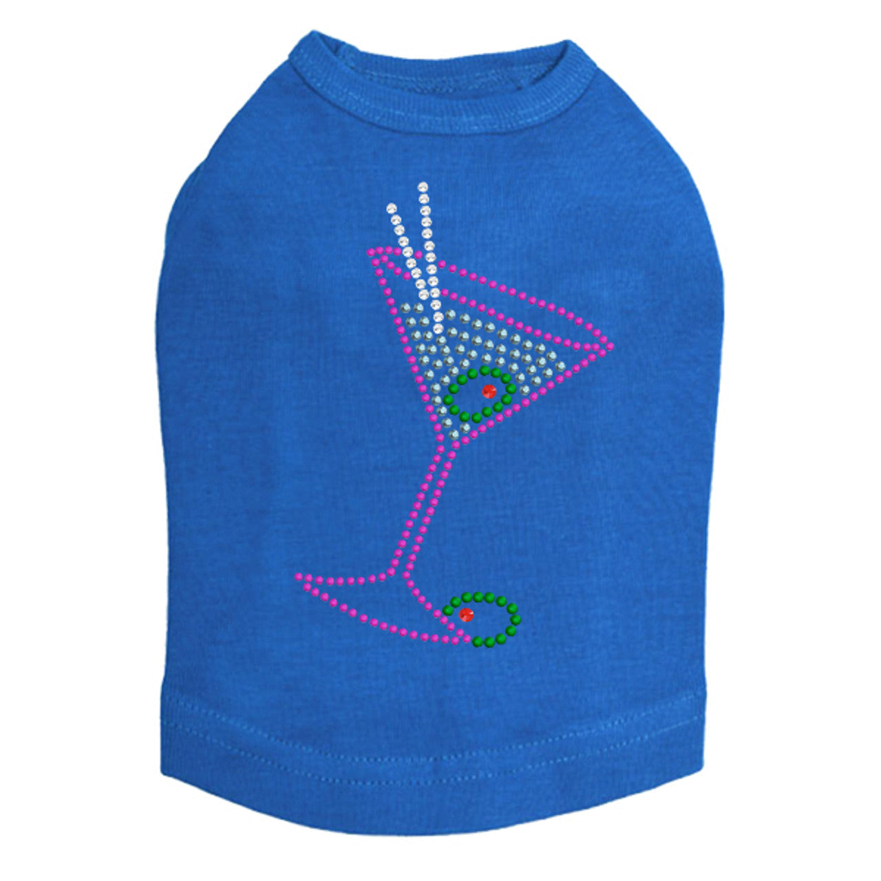 Martini - Fuchsia with Blue Rhinestones - Dog Tank
