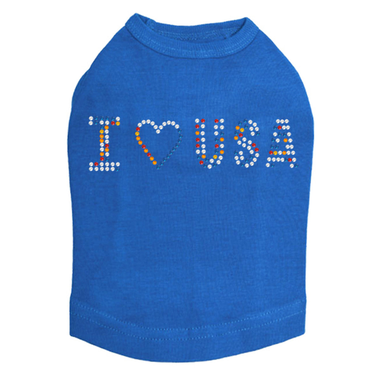 I Love USA (Multicolor Rhinestones) - Dog Tank