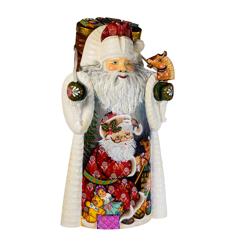 Kurt Adler 11.5-Inch Czar Treasures Wooden Santa with Backpack