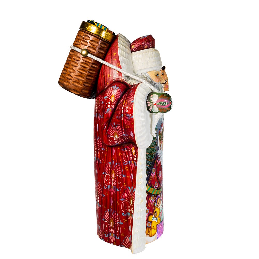 Kurt Adler 11.5-Inch Czar Treasures Wooden Santa with Backpack