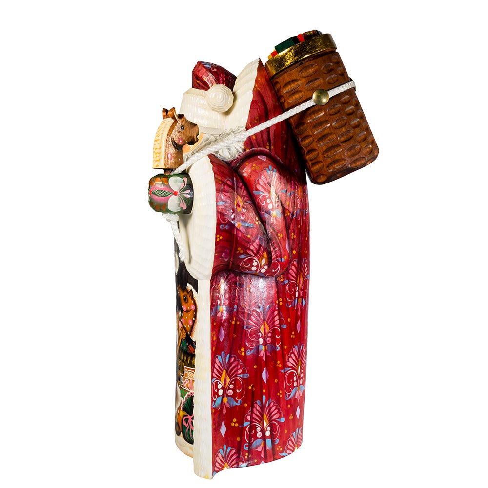 Kurt Adler 11.5-Inch Czar Treasures Wooden Santa with Backpack