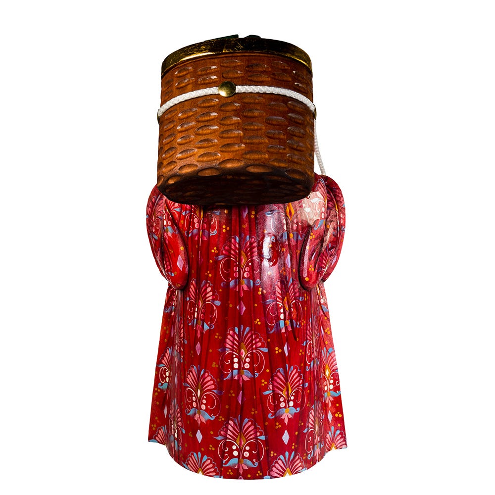 Kurt Adler 11.5-Inch Czar Treasures Wooden Santa with Backpack