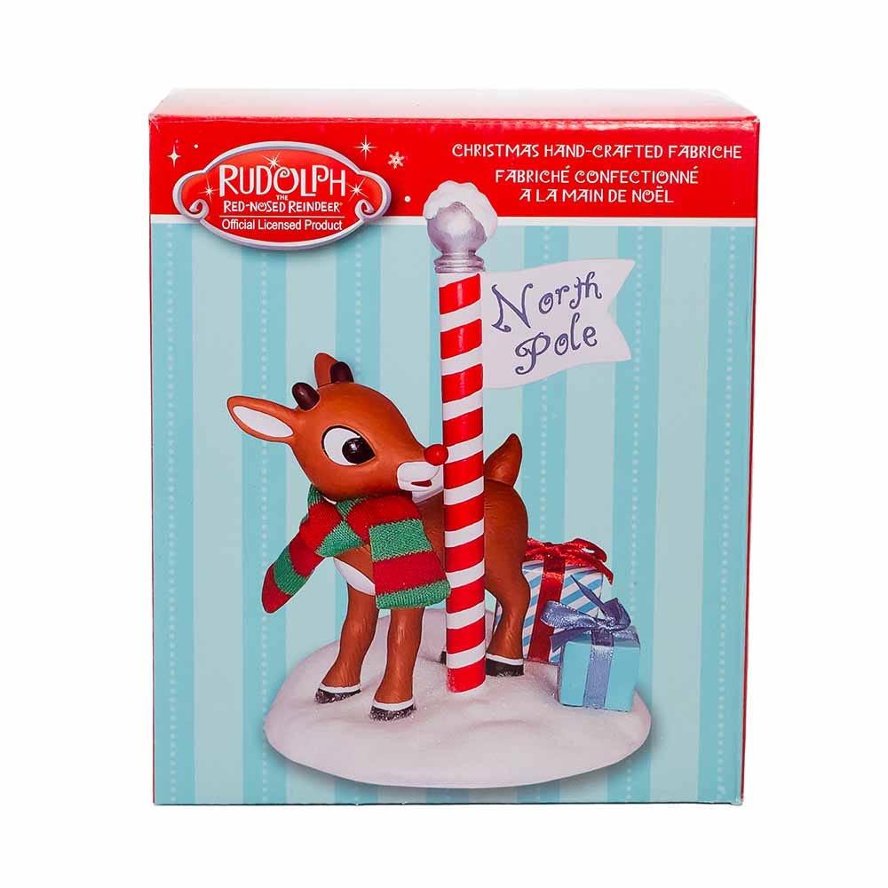 Kurt Adler 6.5-Inch Fabrich Rudolph North Pole Table Piece