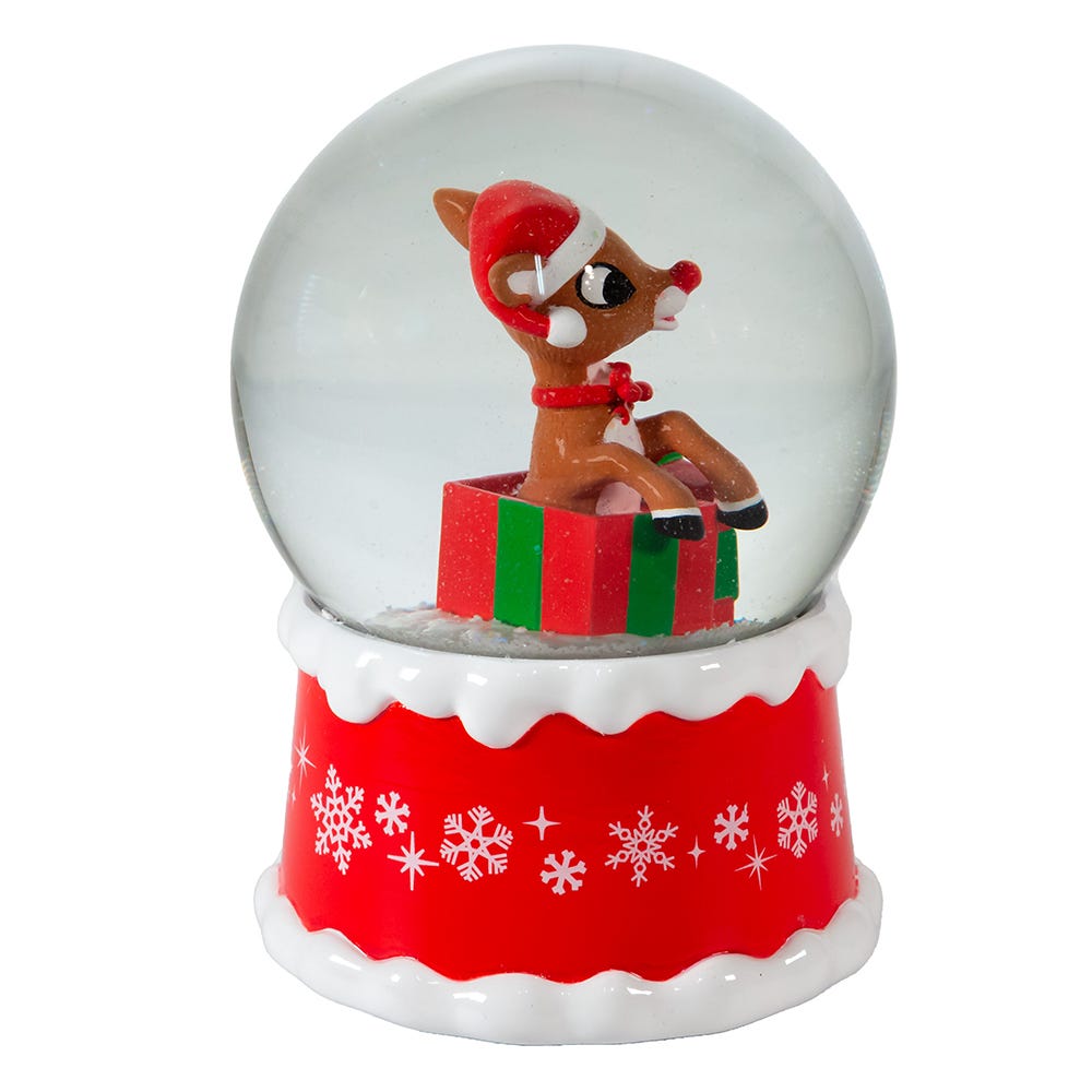 Kurt Adler 100MM Rudolph In Present Water Globe