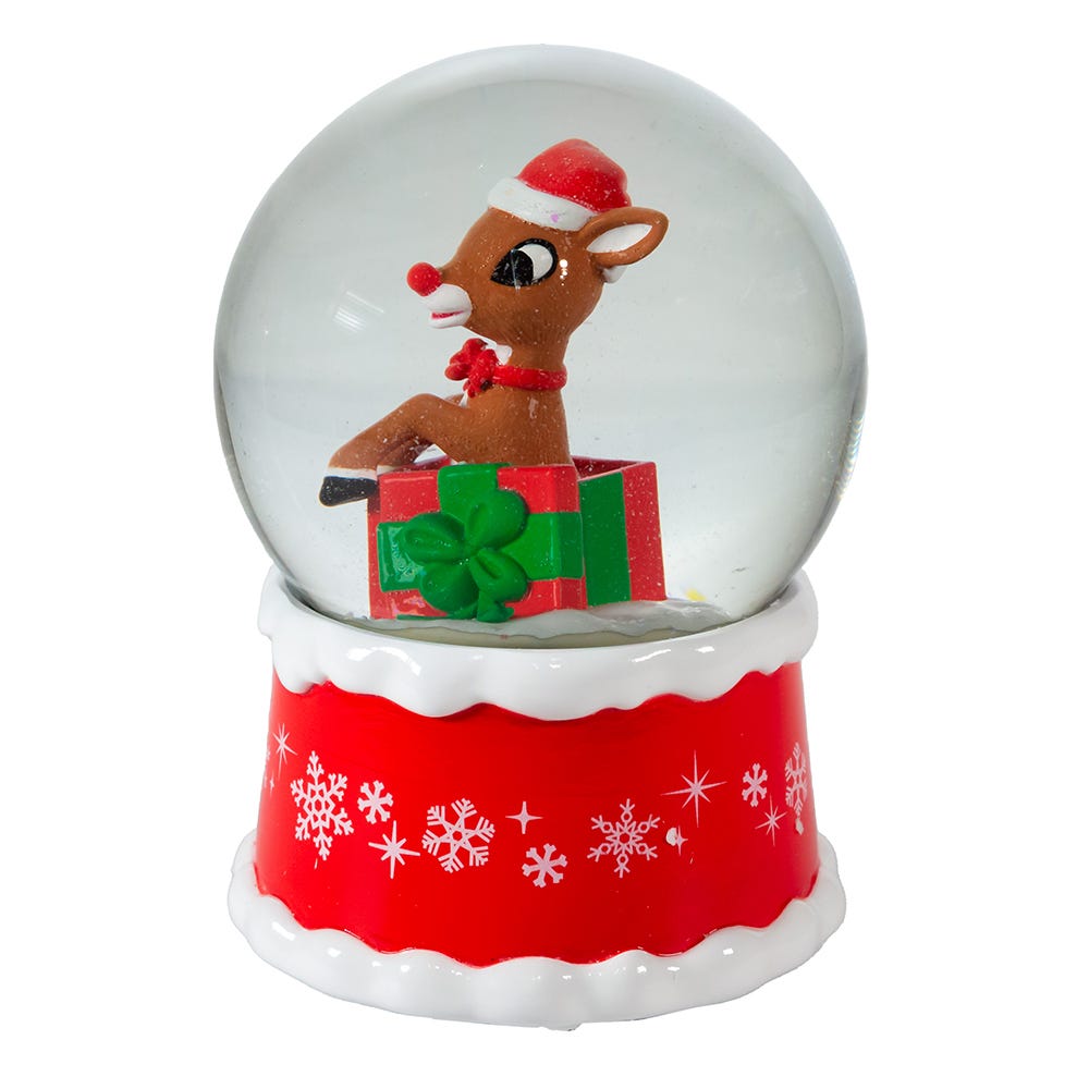 Kurt Adler 100MM Rudolph In Present Water Globe