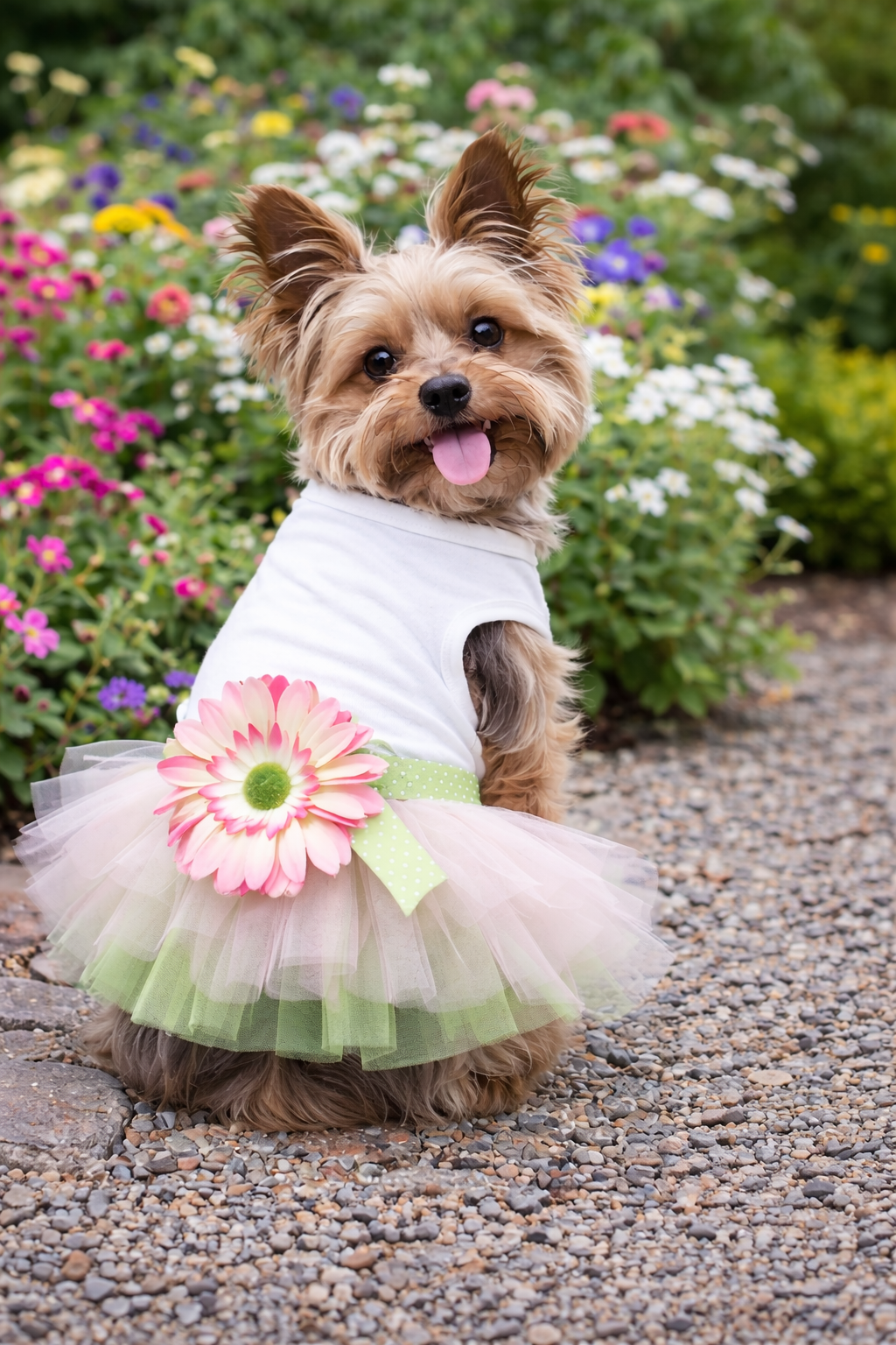 Parisian Pet Sunflower Dress-Green