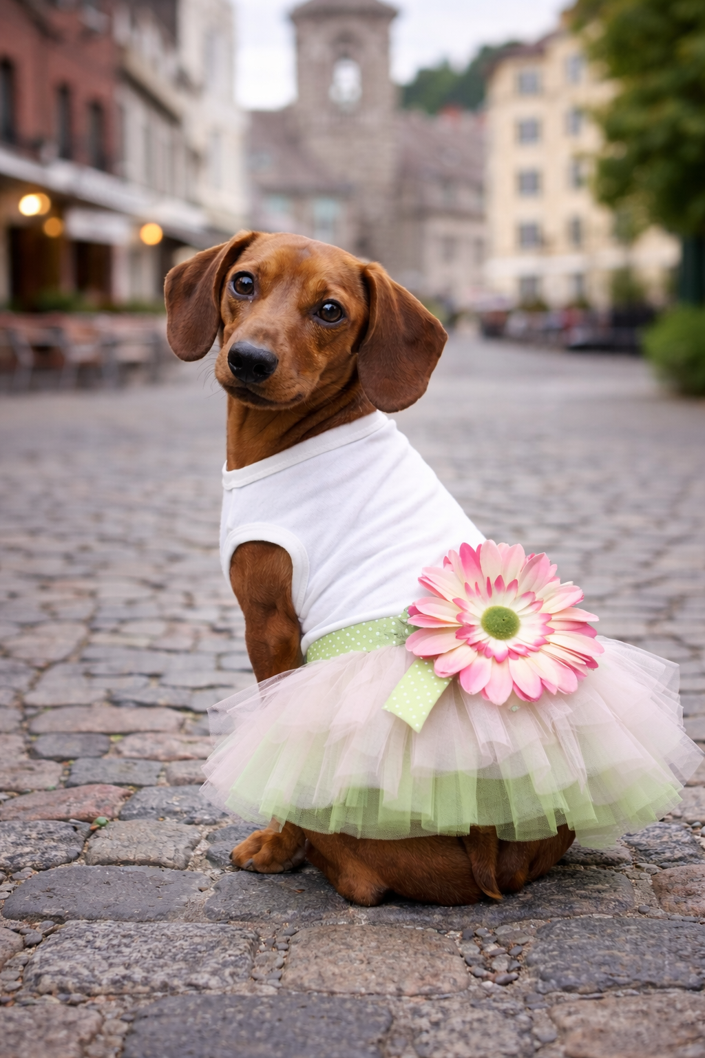 Parisian Pet Sunflower Dress-Green