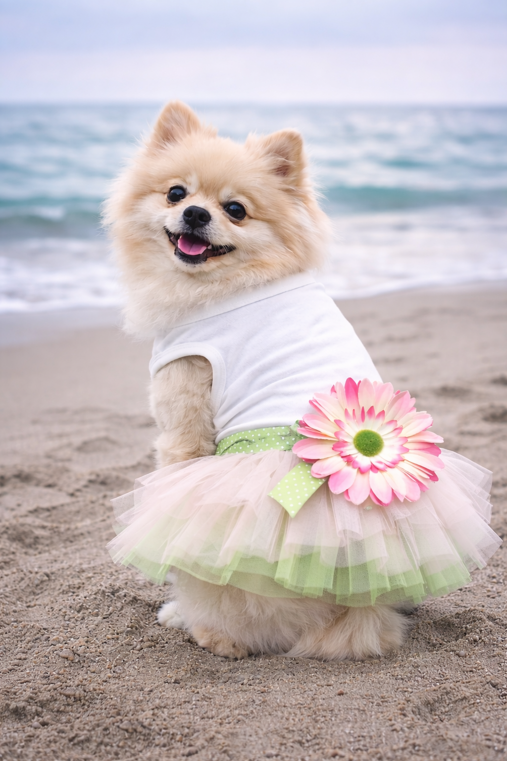Parisian Pet Sunflower Dress-Green