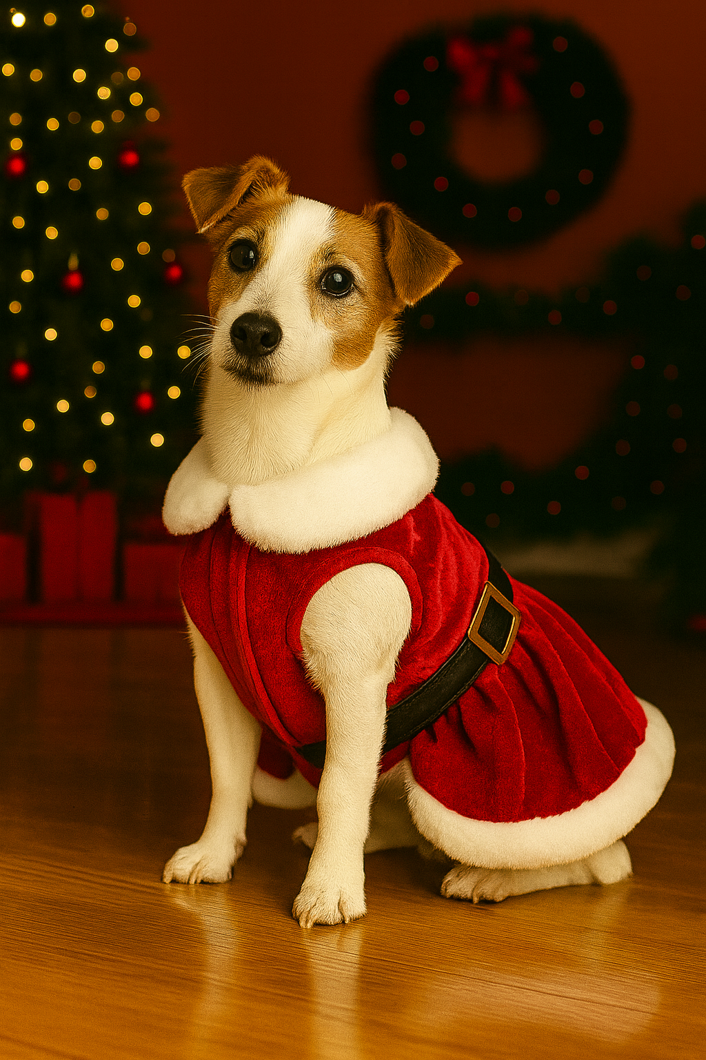 Parisian Pet Mrs. Claus Dress Dog T-Shirt-Red
