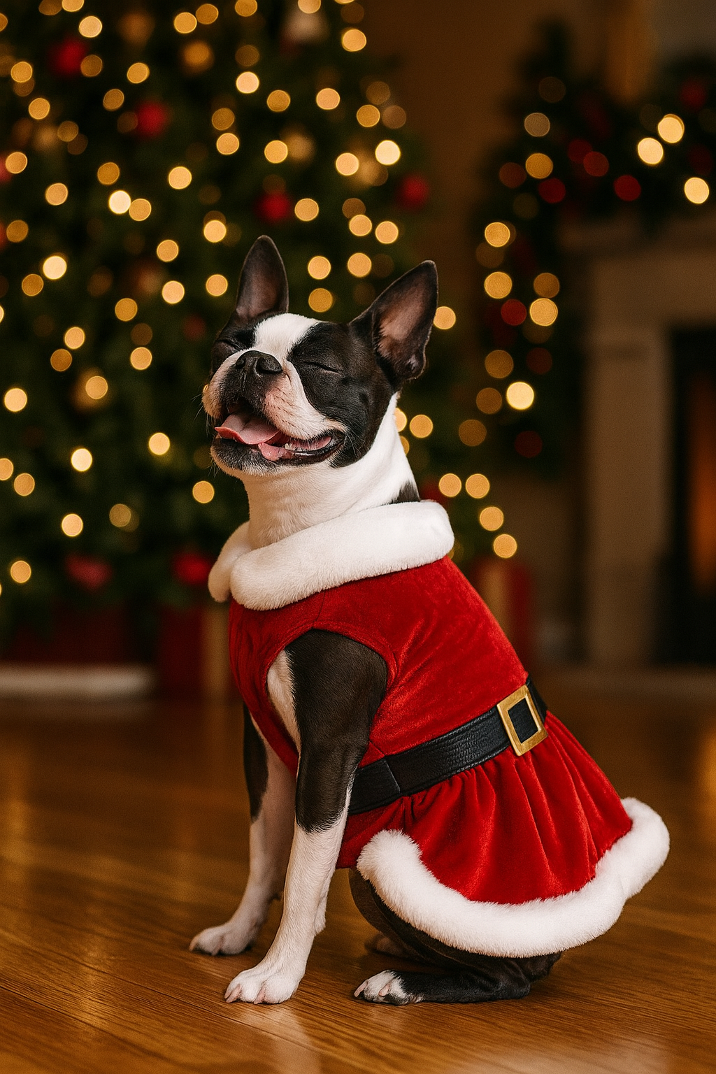 Parisian Pet Mrs. Claus Dress Dog T-Shirt-Red