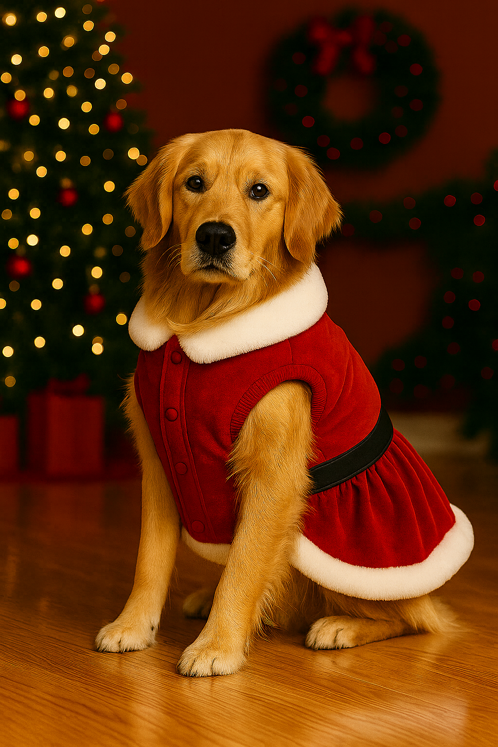 Parisian Pet Mrs. Claus Dress Dog T-Shirt-Red