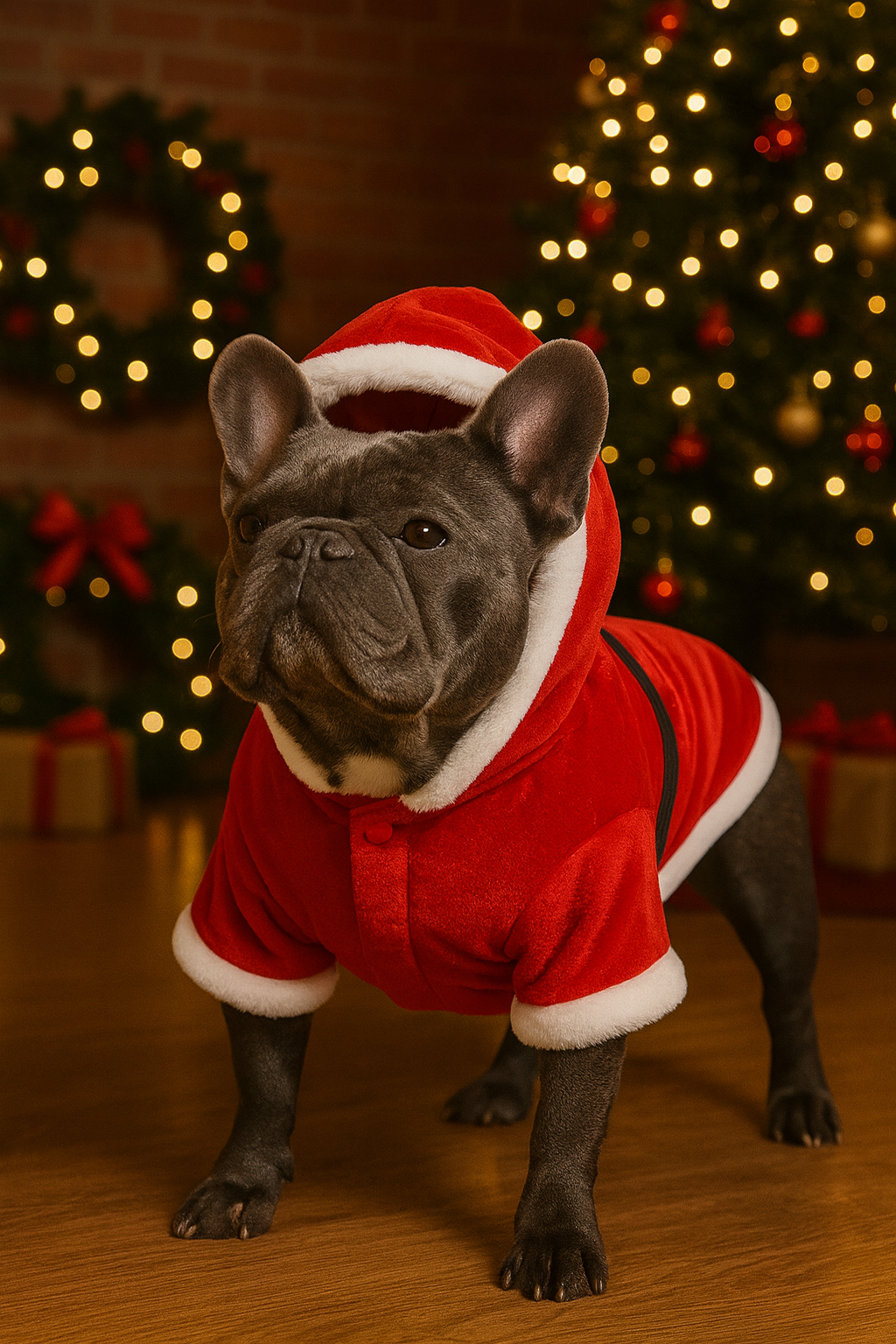 Parisian Pet Santa Claus Hoodie-Red