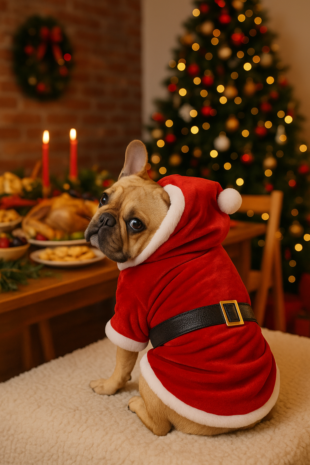Parisian Pet Santa Claus Hoodie-Red