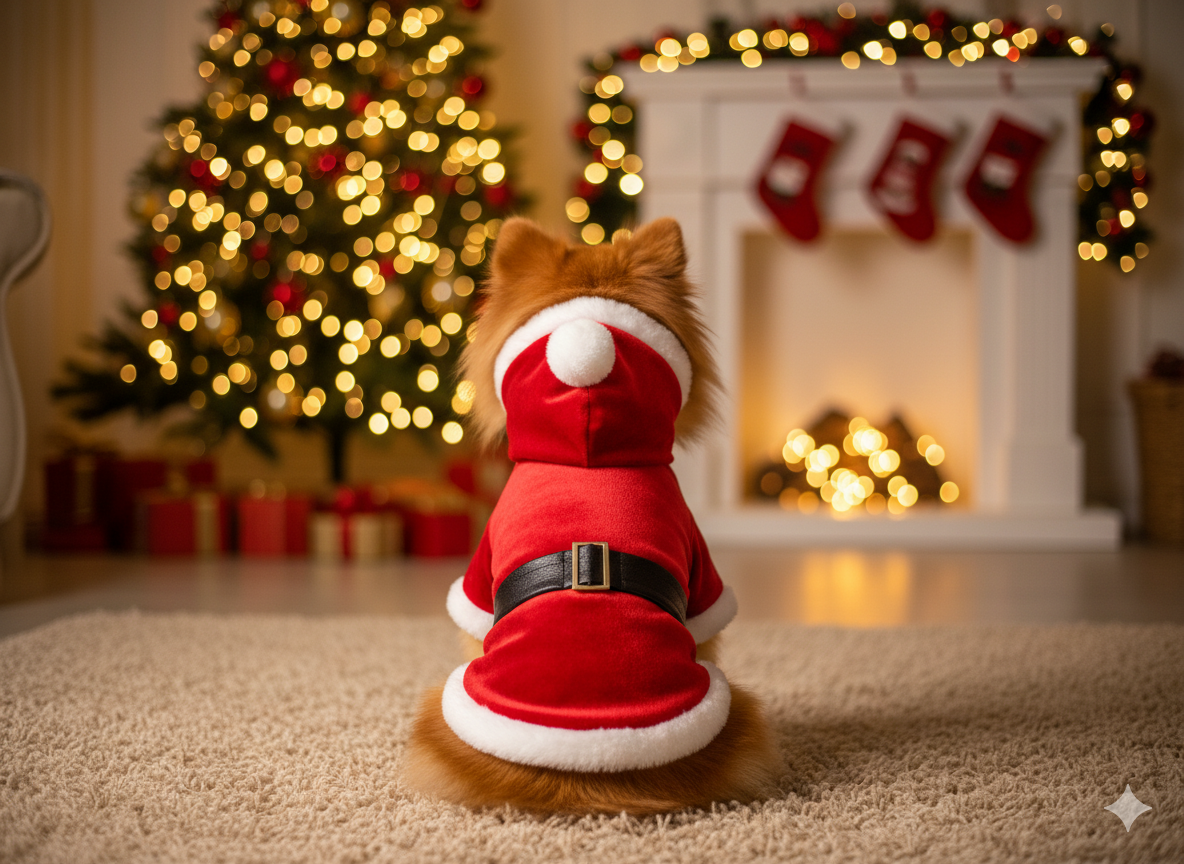 Parisian Pet Santa Claus Hoodie-Red