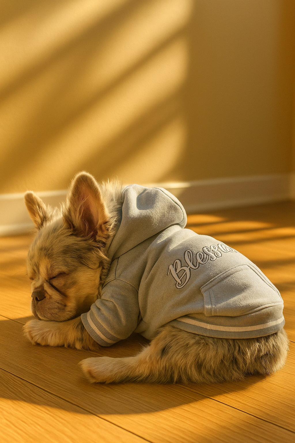 Parisian Pet Blessed Hoodie in Gray - Trendy Pet Hoodie for Dogs & Cats, Perfect for Fall & Winter