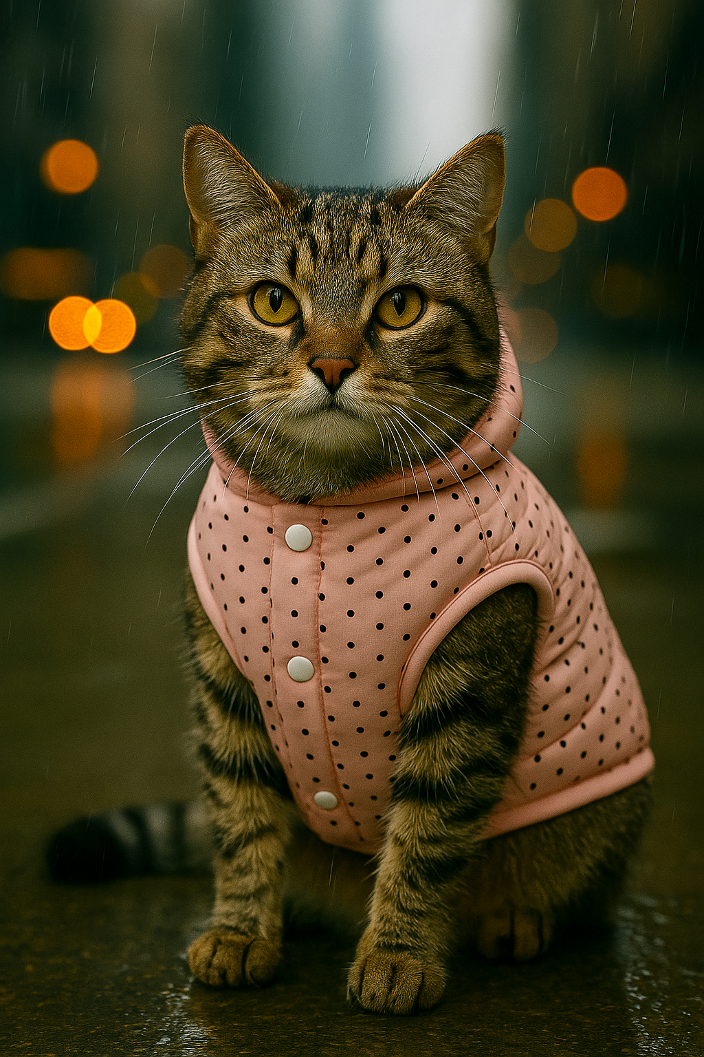 Parisian Pet Polka Dot Jacket for Dogs & Cats, Designer Pet Outerwear, Holiday Pet Jacket, Pink with Black Dots-Valentines Day