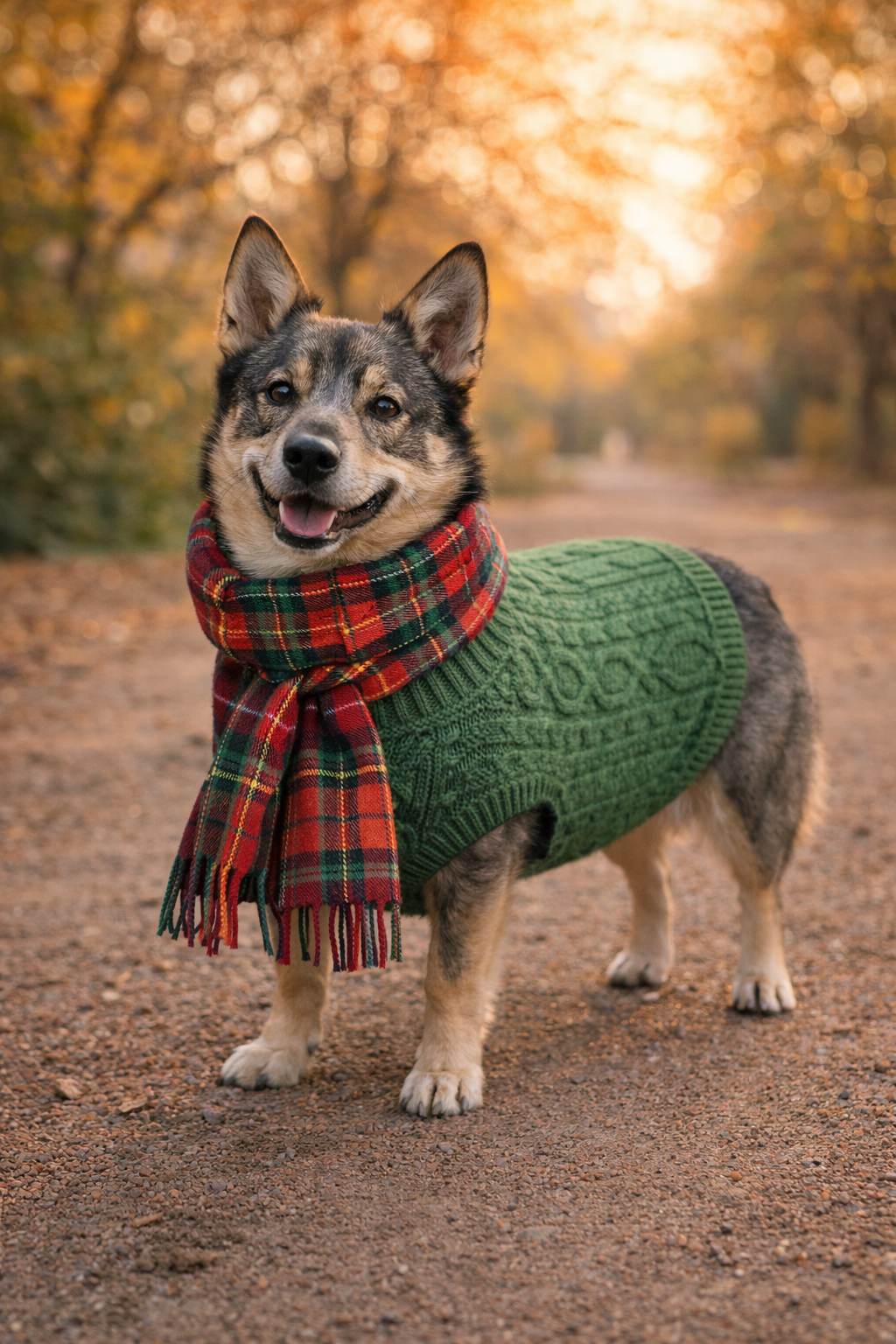 Parisian Pet Cable Knit Sweater-Green