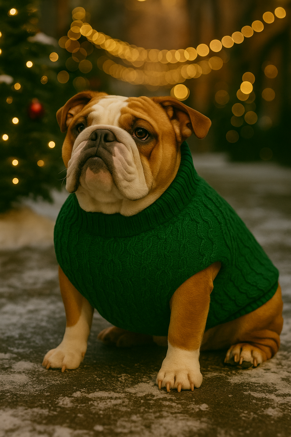 Parisian Pet Cable Knit Sweater-Green