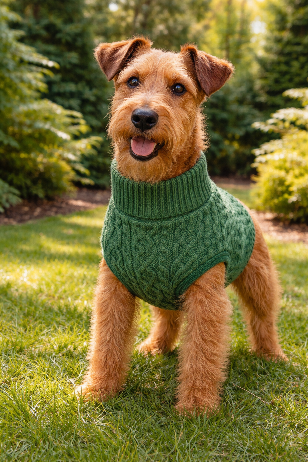 Parisian Pet Cable Knit Sweater-Green