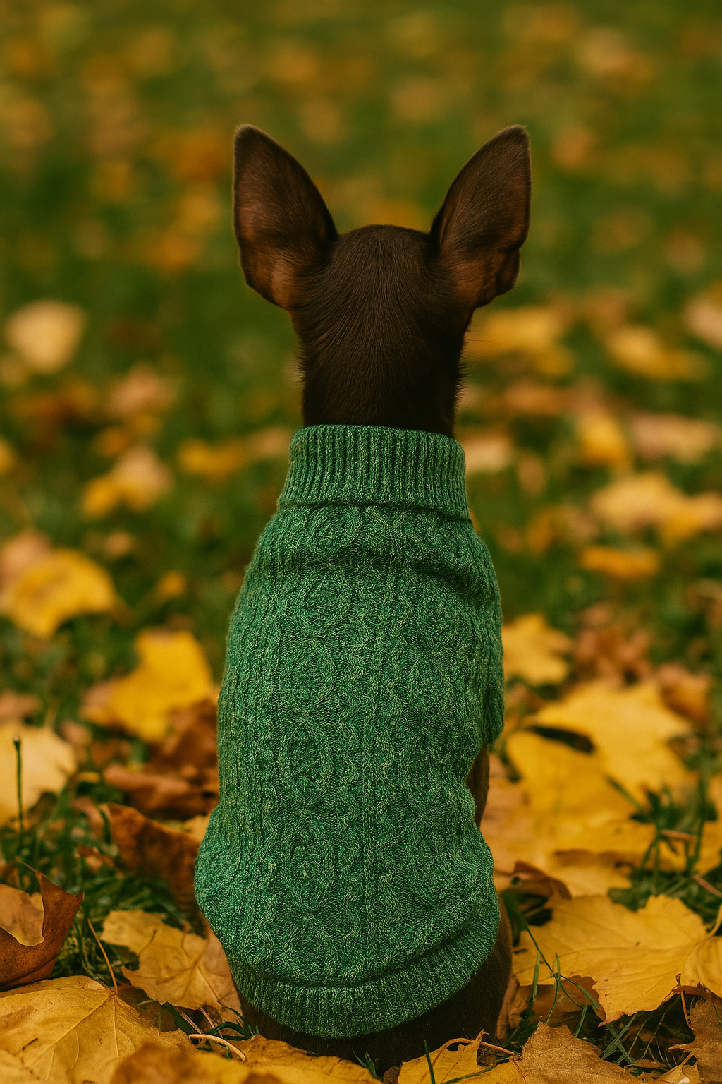 Parisian Pet Cable Knit Sweater - Warm & Stylish Pet Sweater in Green for Dogs & Cats