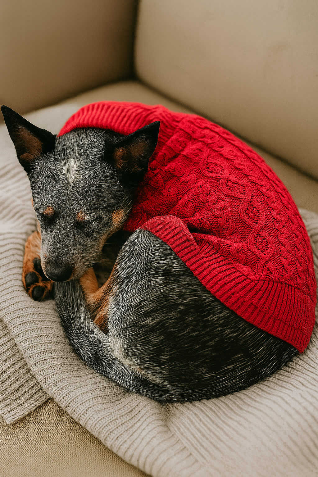 Parisian Pet Cable Knit Sweater-Red