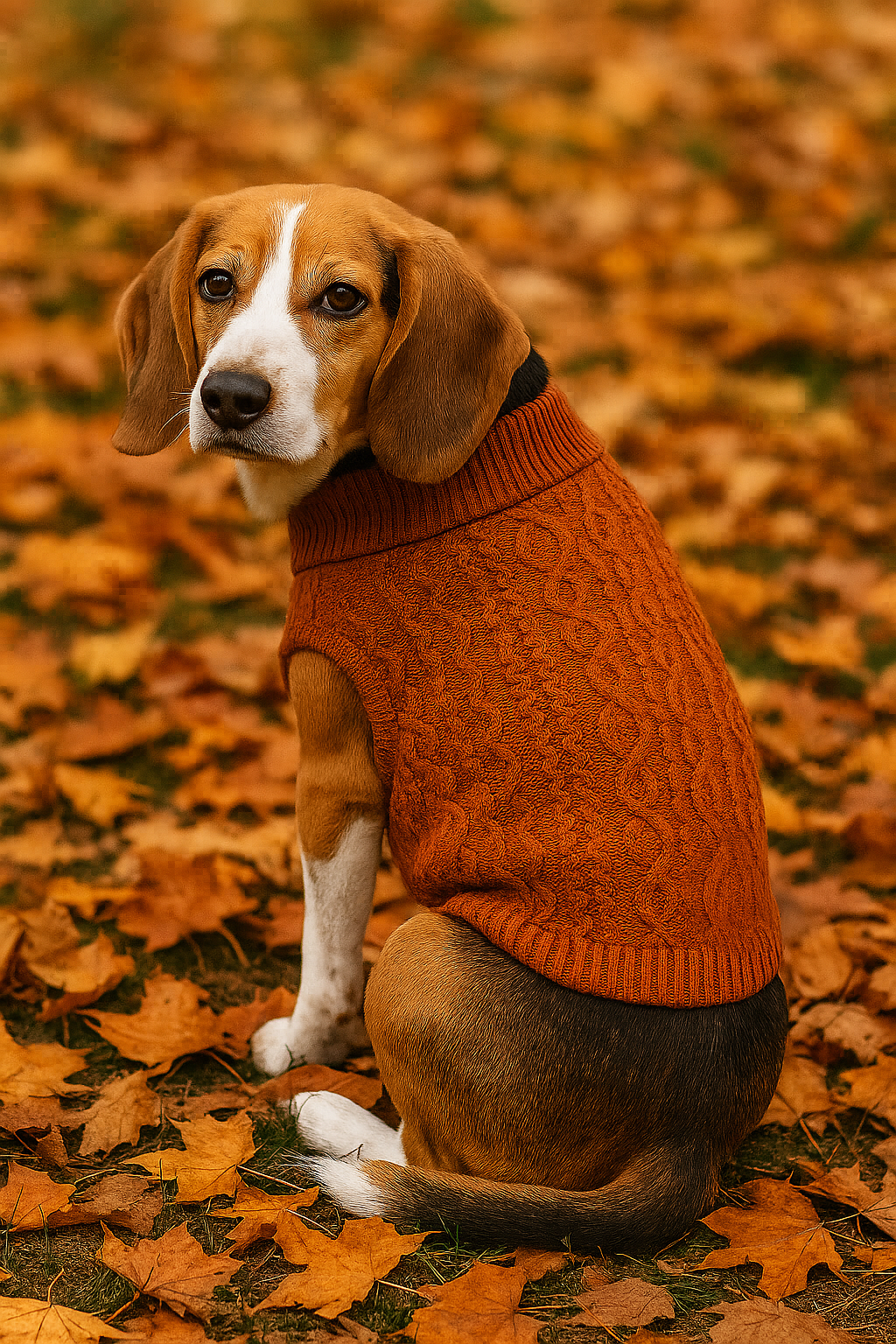 Parisian Pet Cable Knit Sweater - Warm & Stylish Pet Sweater in Terracotta for Dogs & Cats