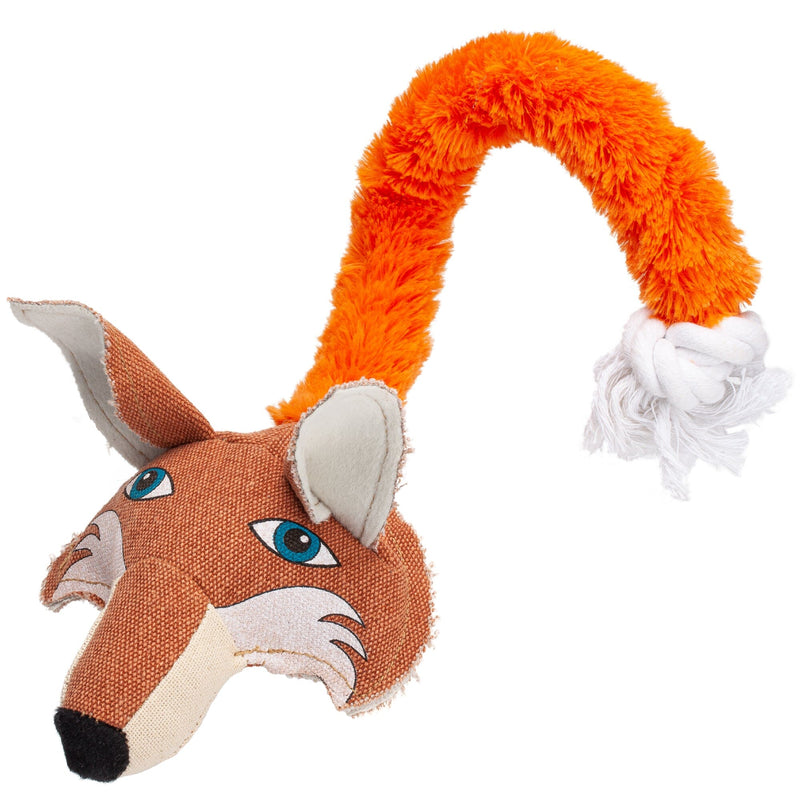Dogline 22-Inch Safari Fox Dog Toy with Embedded Ball & Rope
