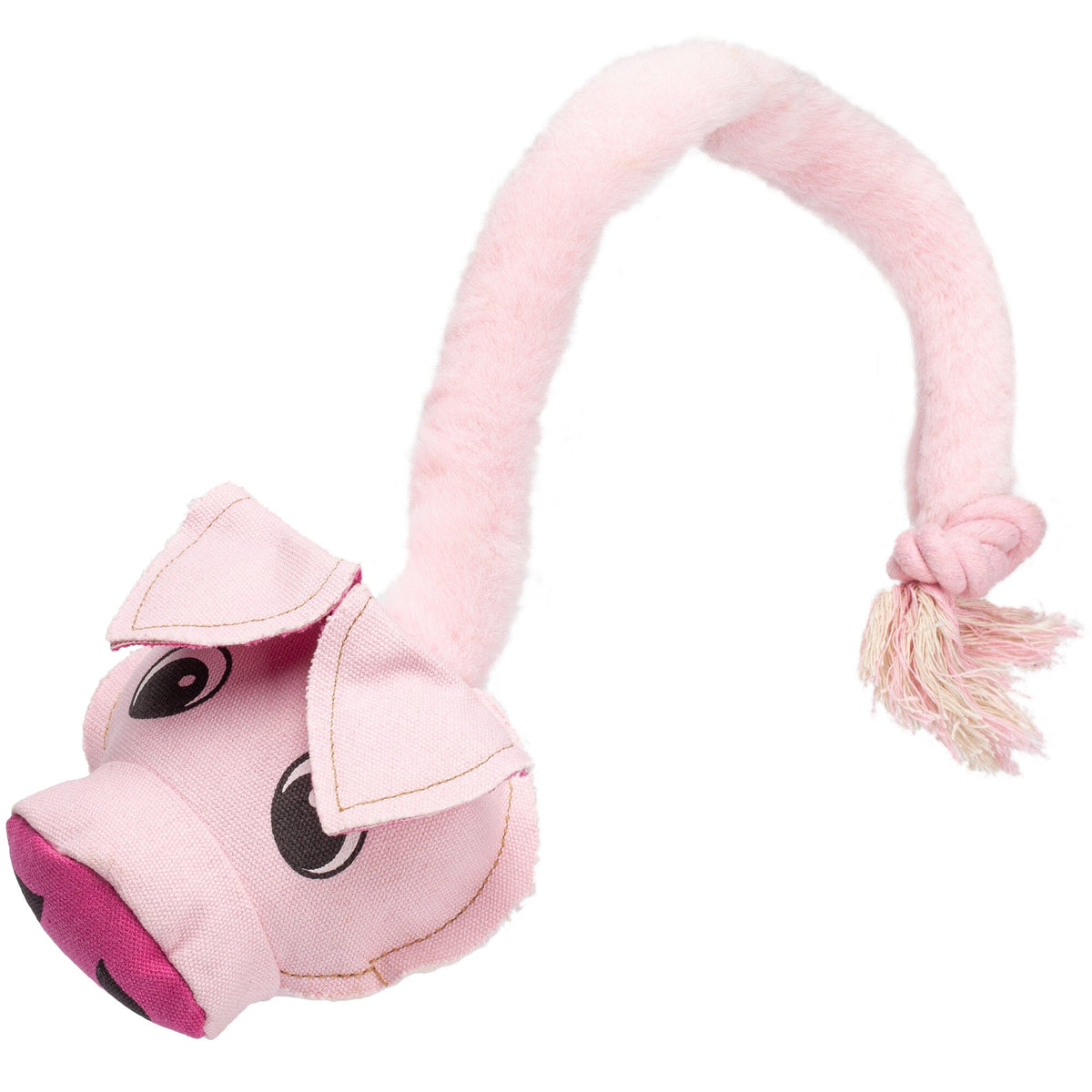 Dogline 22-Inch Safari Pig Dog Toy with Embedded Ball & Rope