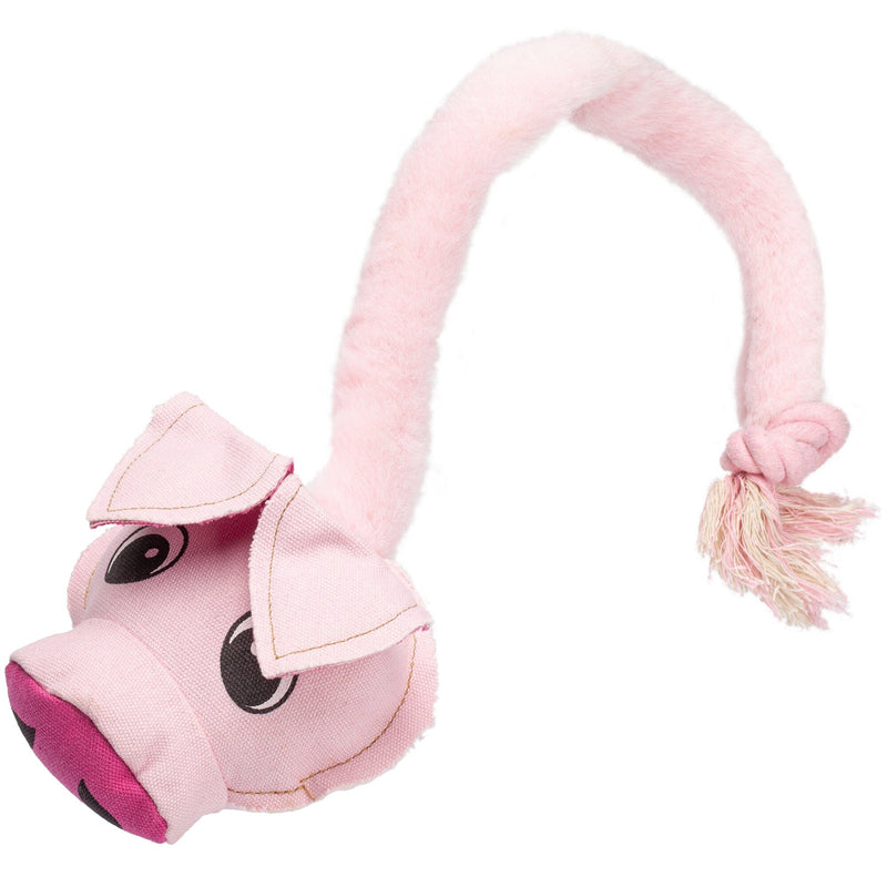Dogline 22-Inch Safari Pig Dog Toy with Embedded Ball & Rope