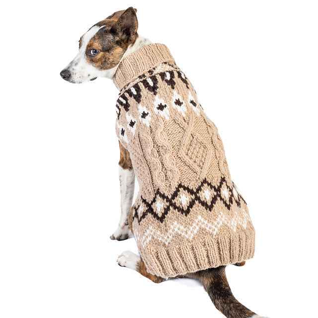 Chilly Dog Sandy Cable Knit Wool Dog Sweater