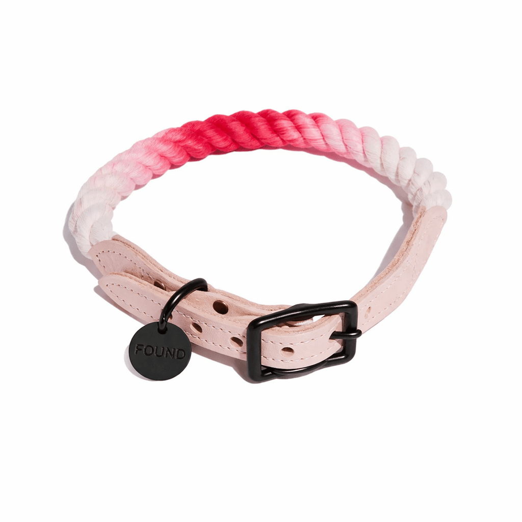 Scarlet Ombre Cotton Rope Cat & Dog Collar – Matte Black Hardware