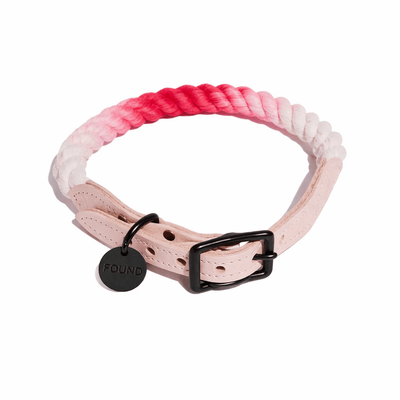 Scarlet Ombre Cotton Rope Cat & Dog Collar – Matte Black Hardware