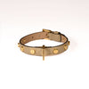 Leather Dog Collar in Mud - Stud Screw, Made in Italy