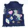 Sequin Unicorn Kids Denim Vest