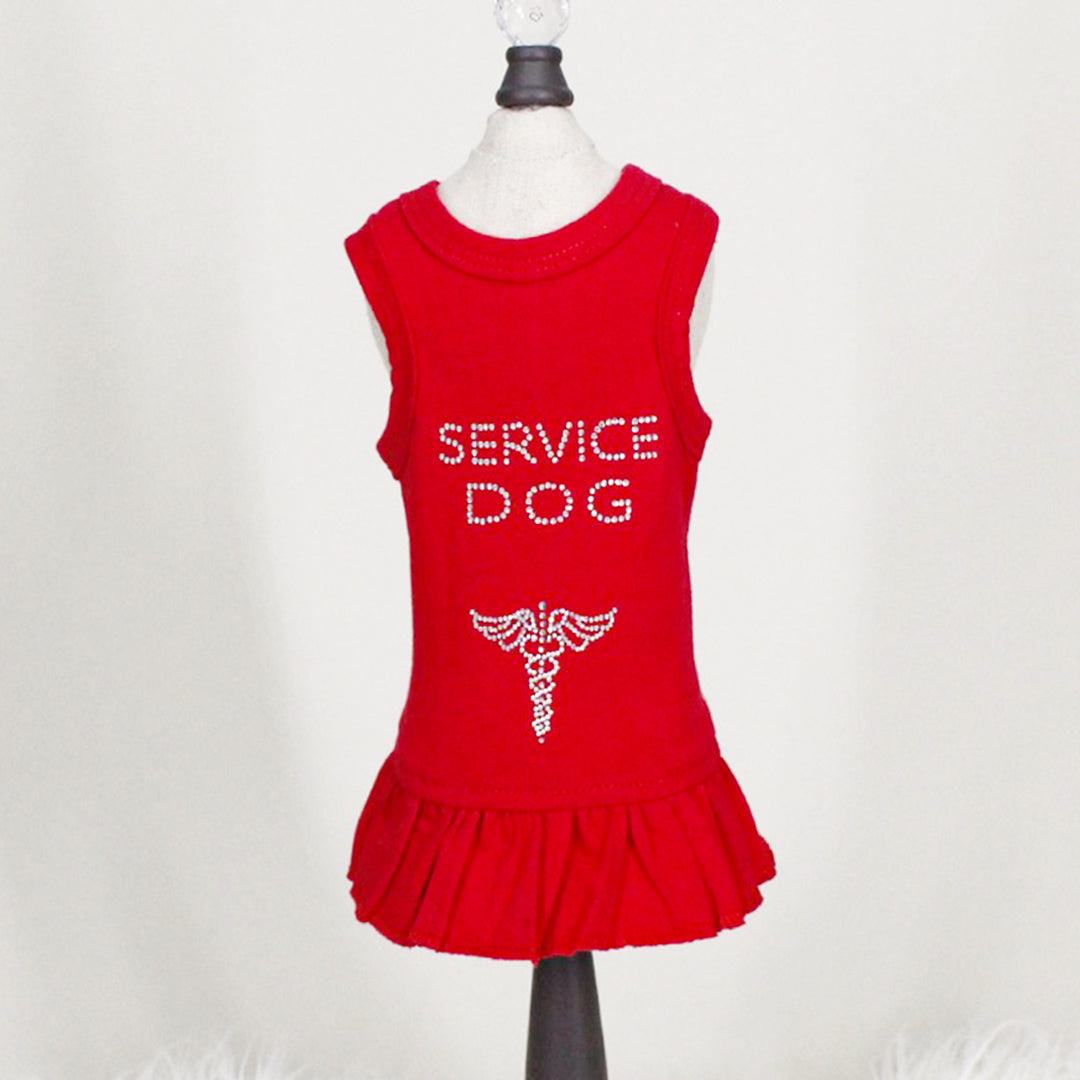 Hello Doggie Service Dog Crystal Red Dog Dress