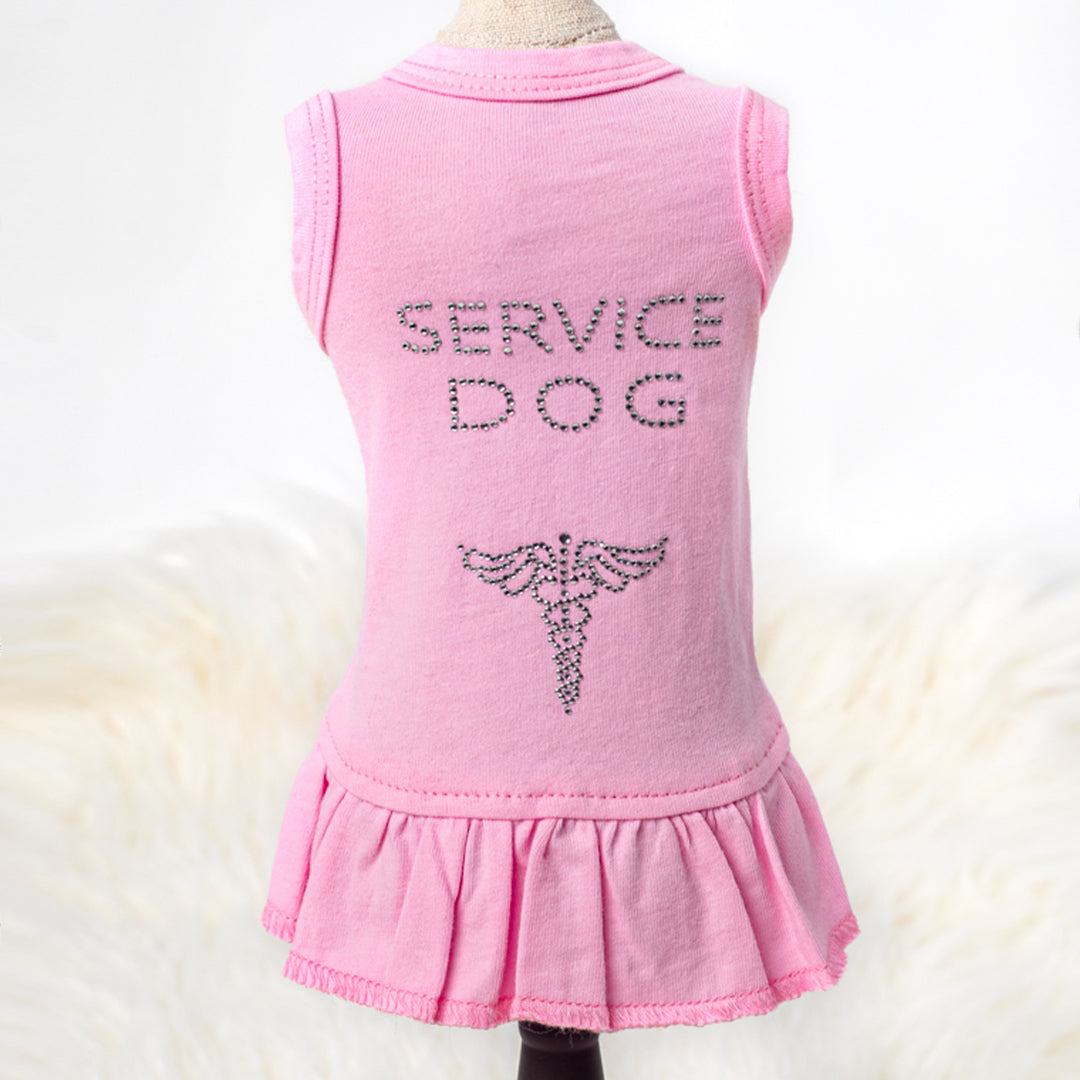 Hello Doggie Service Dog Crystal Pink Dog Dress