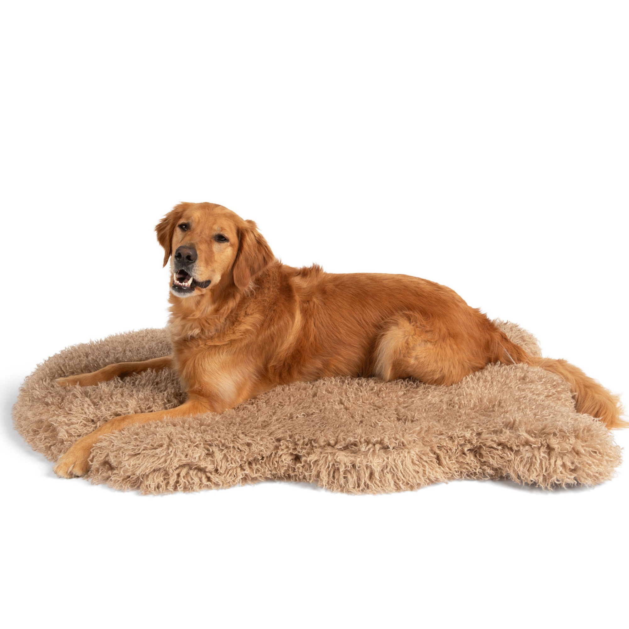 PupRug Luxe Faux Fur Orthopedic Dog Bed Plush Sheep Tan 
