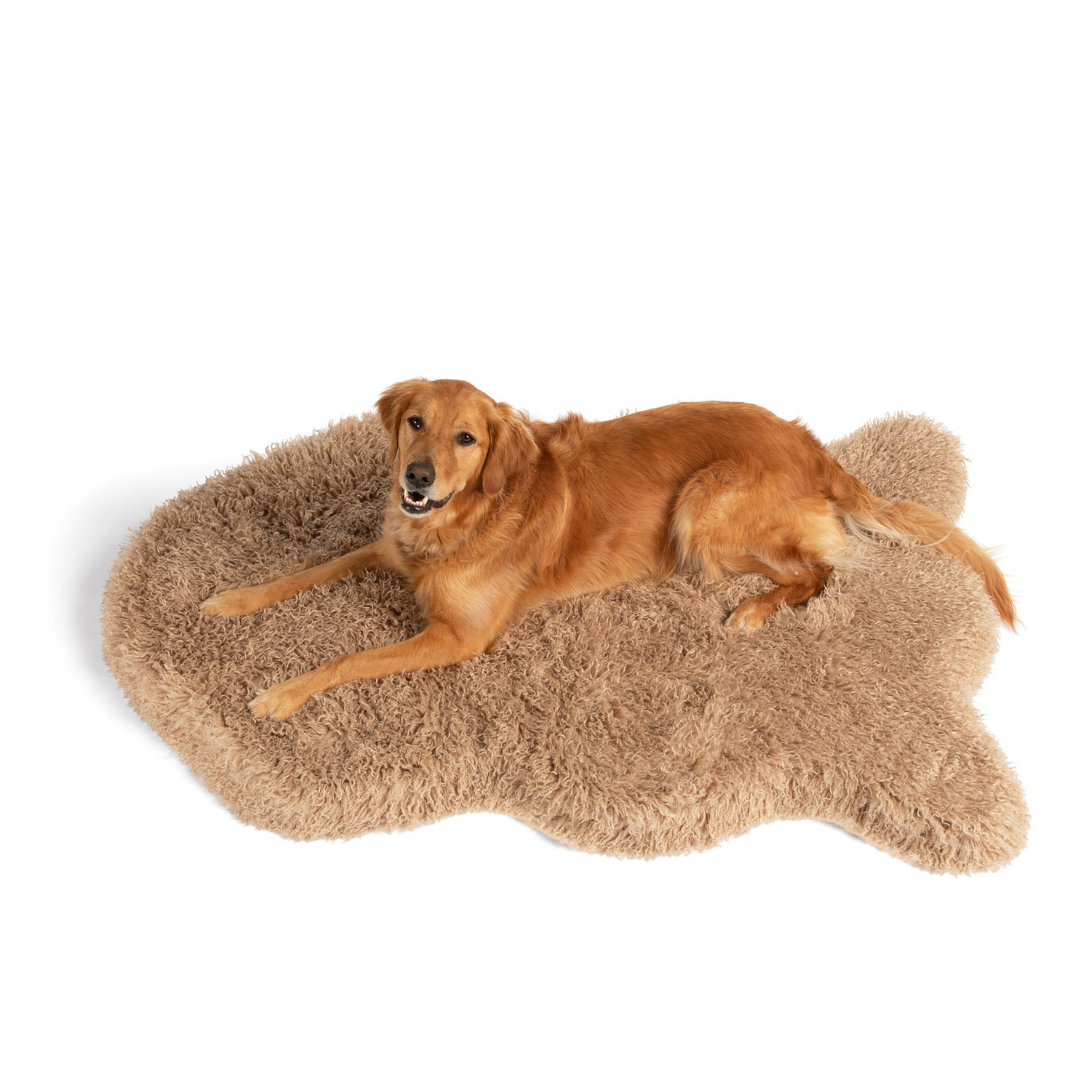 PupRug Luxe Faux Fur Orthopedic Dog Bed Plush Sheep Tan 