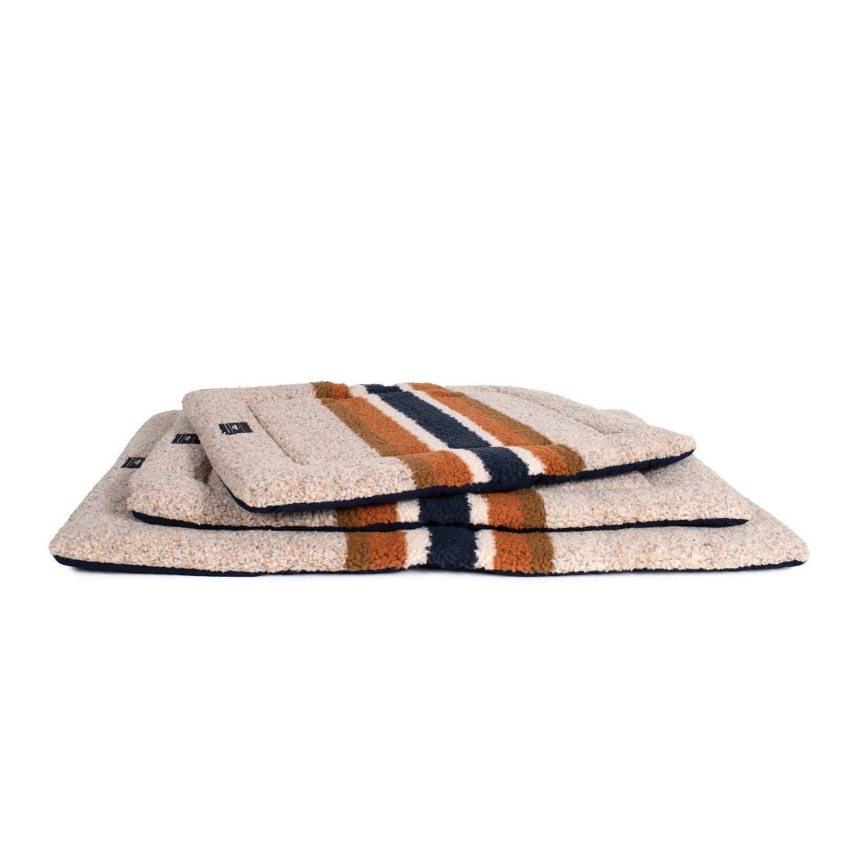 Shinola Brand Stripe Comfort Cushion Berber Dog Bed Oatmeal