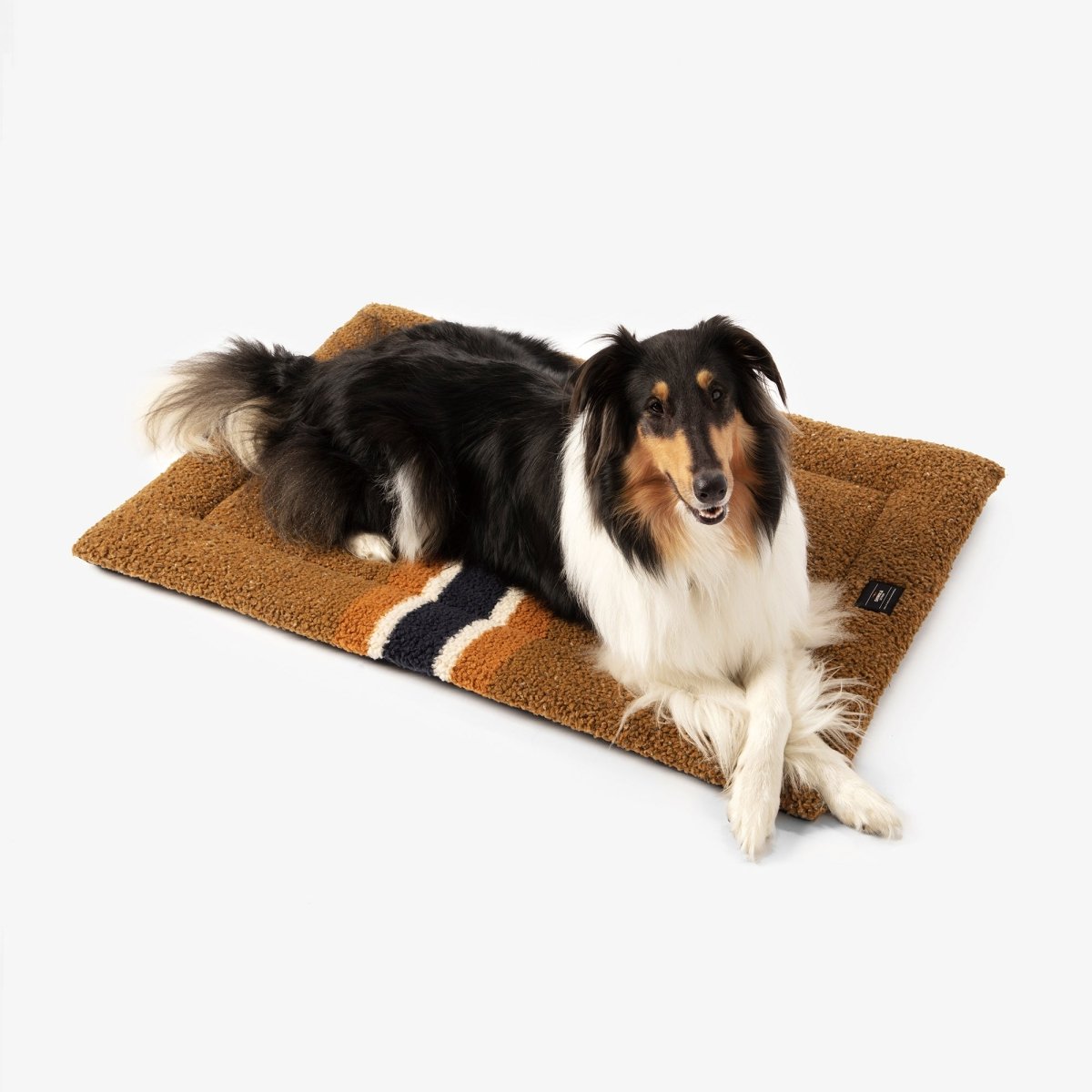 Shinola Brand Stripe Comfort Cushion Berber Dog Bed Rust premium pet product