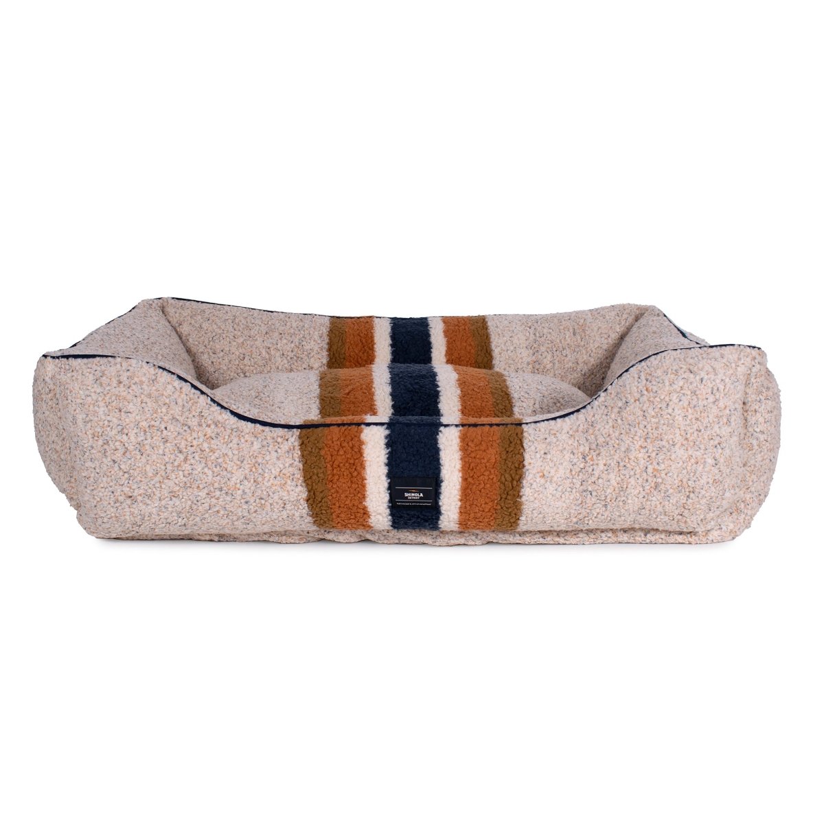 Shinola Brand Stripe Kuddle Berber Dog Bed Oatmeal premium pet product