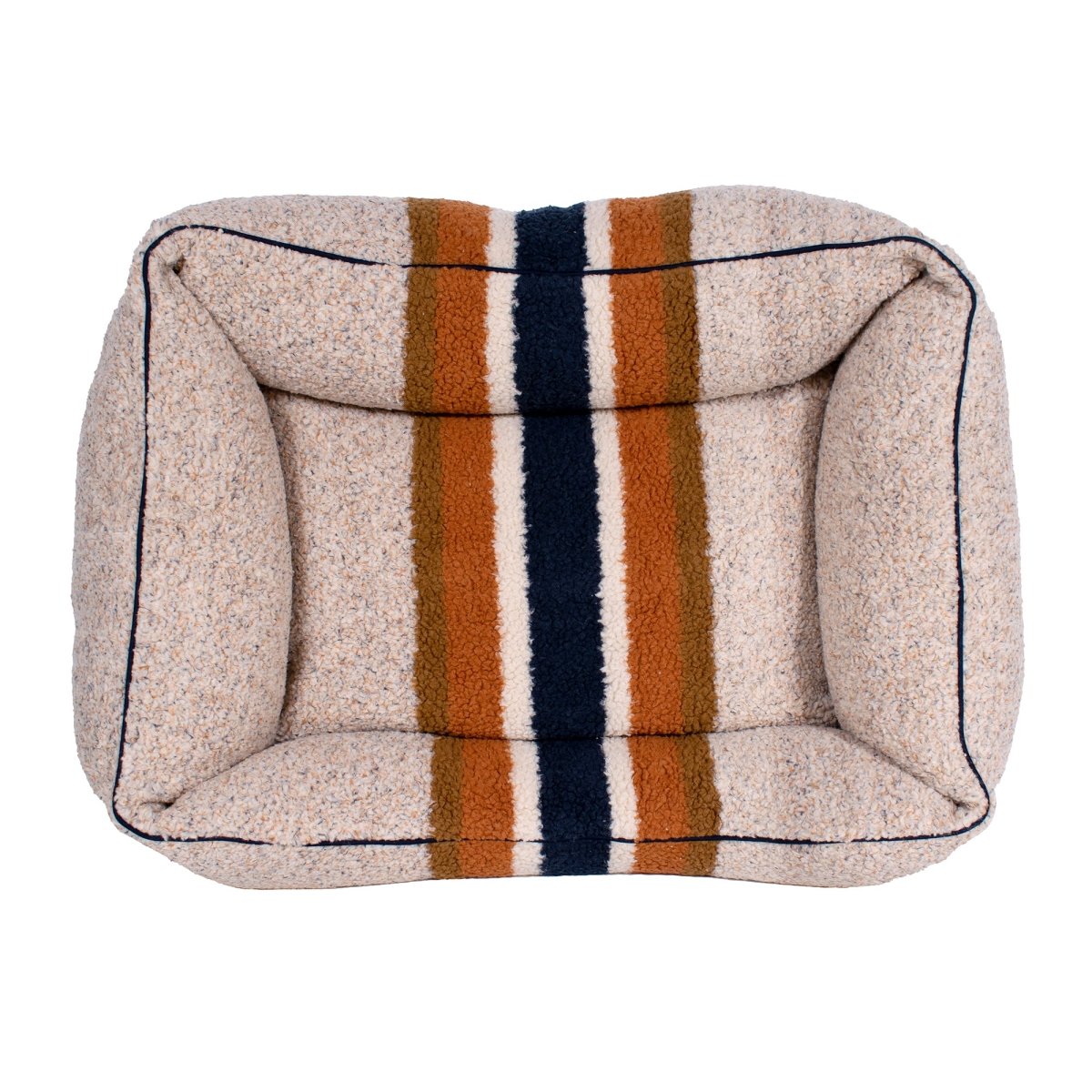 Shinola Brand Stripe Kuddle Berber Dog Bed Oatmeal premium pet product