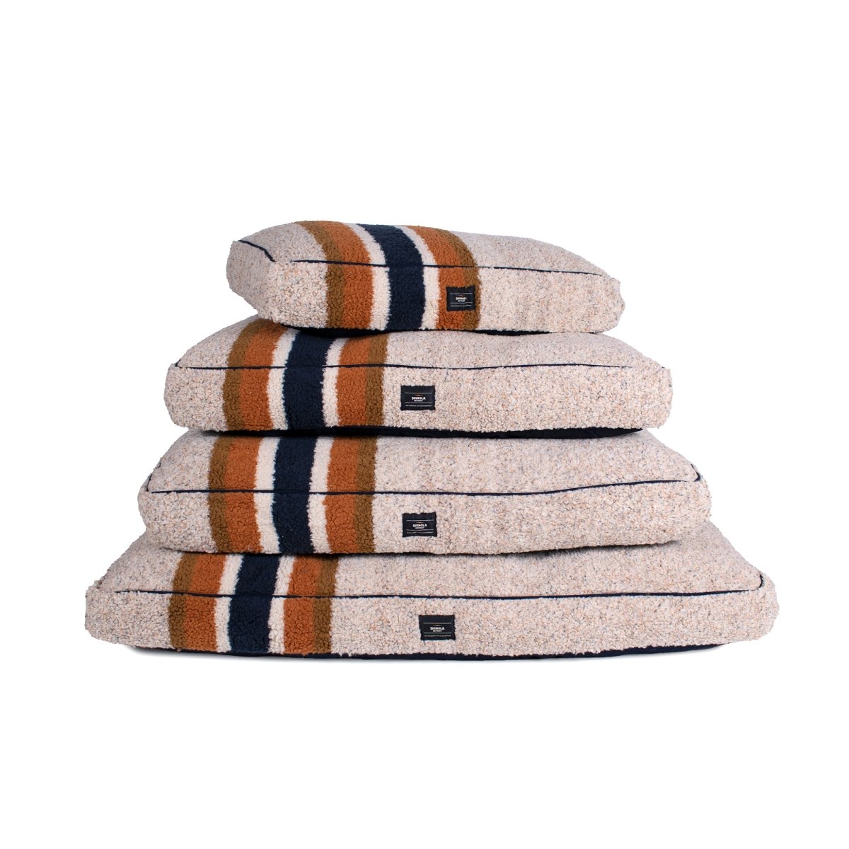 Shinola Brand Stripe Napper Pillow Berber Dog Bed Oatmeal premium pet product