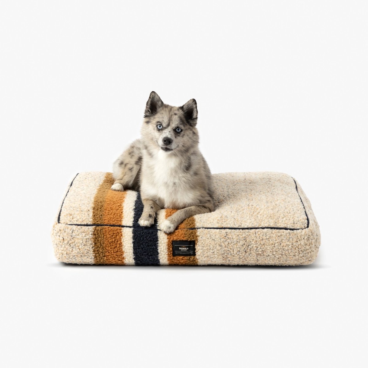 Shinola Brand Stripe Napper Pillow Berber Dog Bed Oatmeal premium pet product