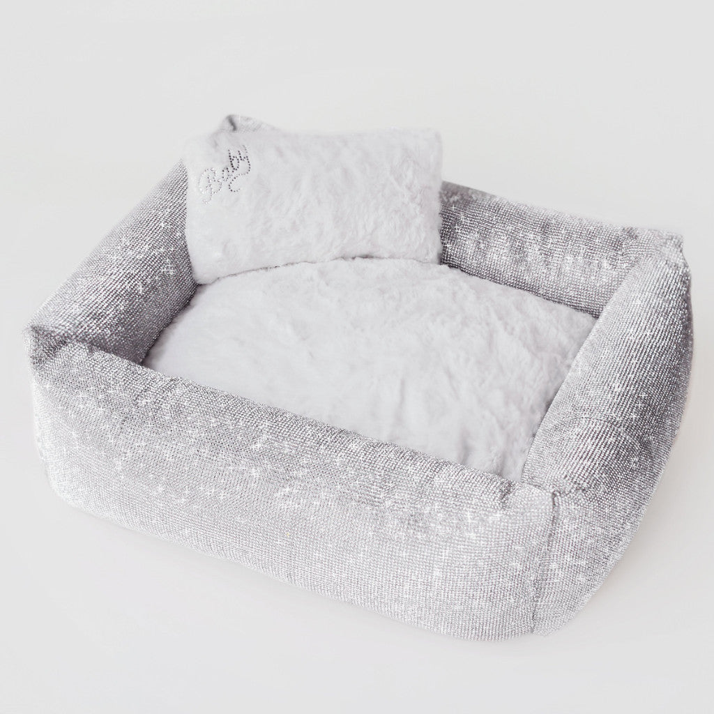 Hello Doggie Imperial Crystal Ultra-Plush Crystal Imperial Silver Dog Bed