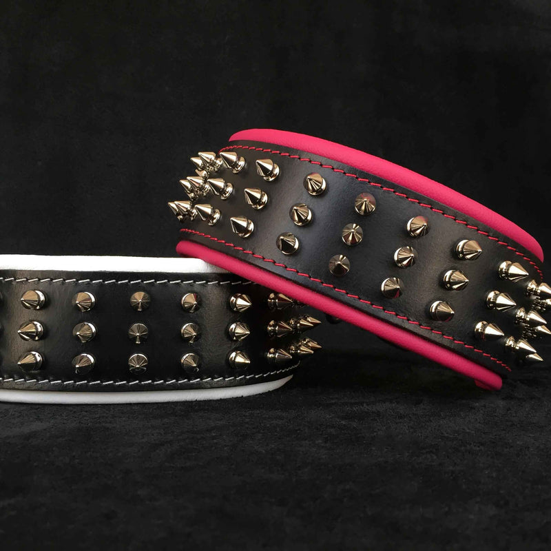 Bestia Silver Giant Leather Dog Collar