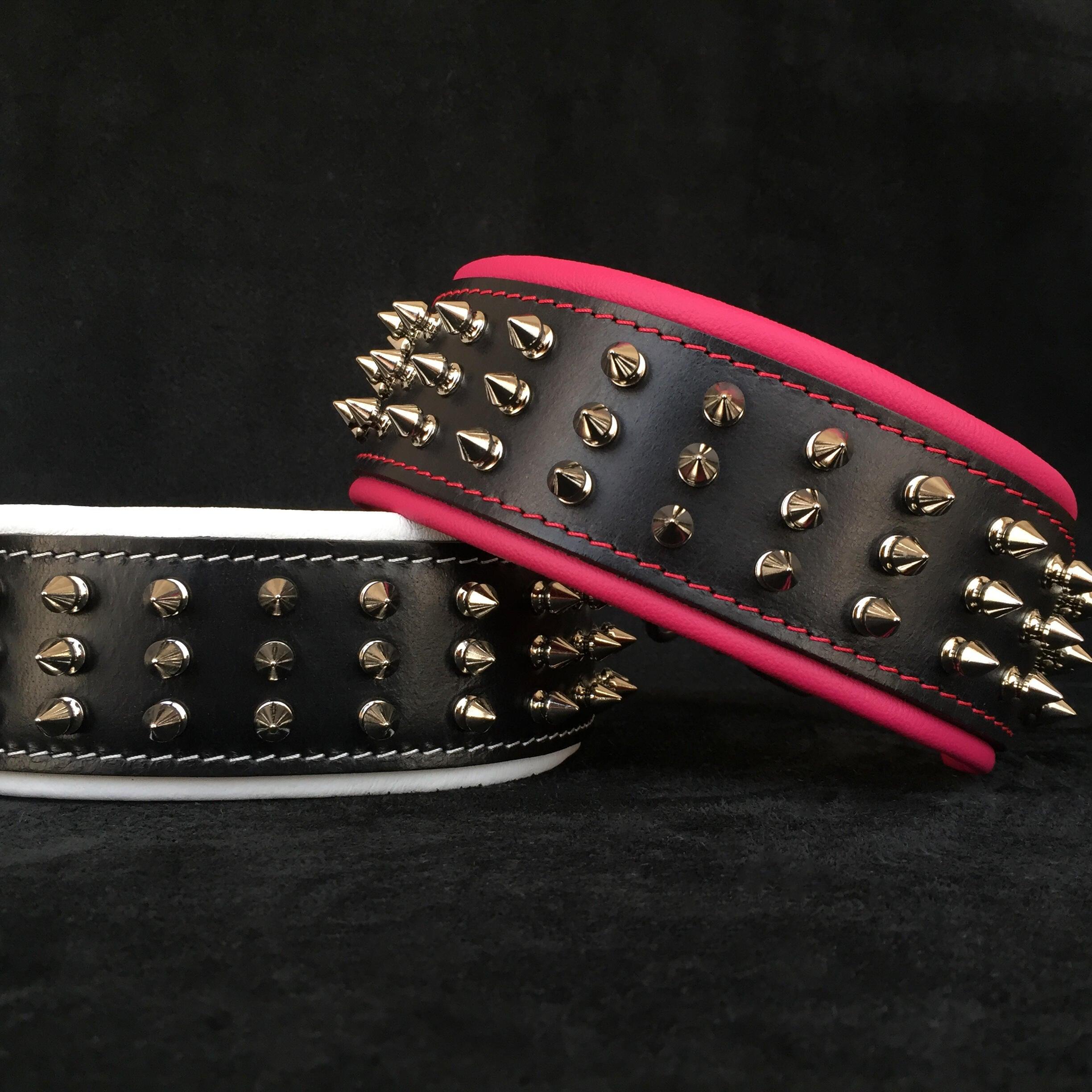 Bestia Dog Gear Genuine Leather Dog Collar - Red 