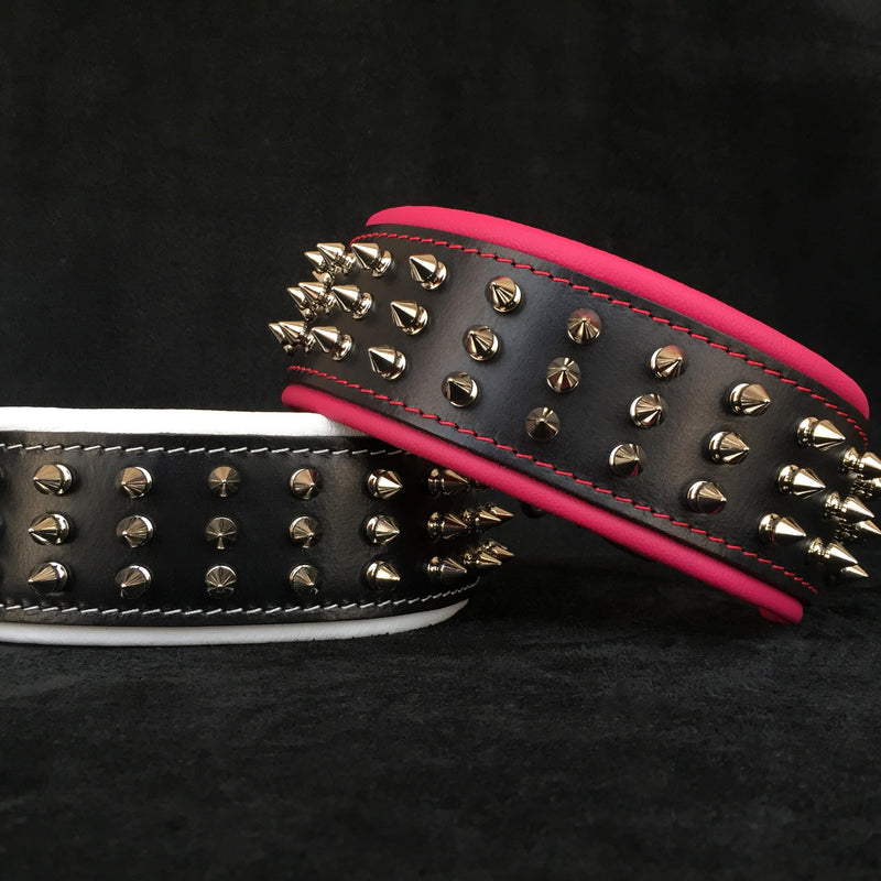 Bestia Dog Gear Genuine Leather Dog Collar - Red 