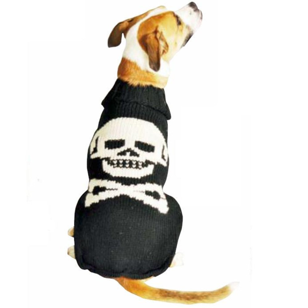 Chilly Dog Black Skull Wool Dog Sweater