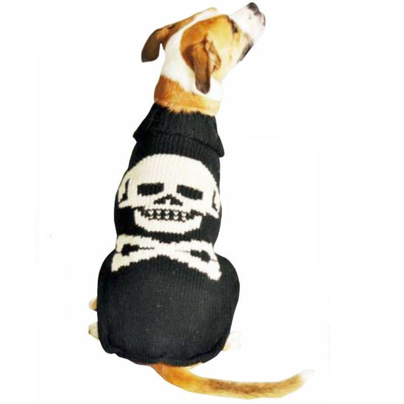 Chilly Dog Black Skull Wool Dog Sweater